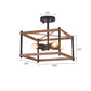 HomeRoots Industrial Wood Square Four Light Ceiling Fixture With Brown and Black Finish