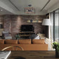 HomeRoots Industrial Wood Square Four Light Ceiling Fixture With Brown and Black Finish