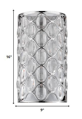 HomeRoots Isabella 1-Light Wall Sconce With Crystal Accents in Polished Nickel Finish