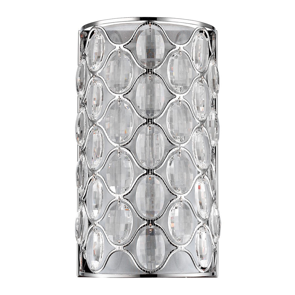 HomeRoots Isabella 1-Light Wall Sconce With Crystal Accents in Polished Nickel Finish