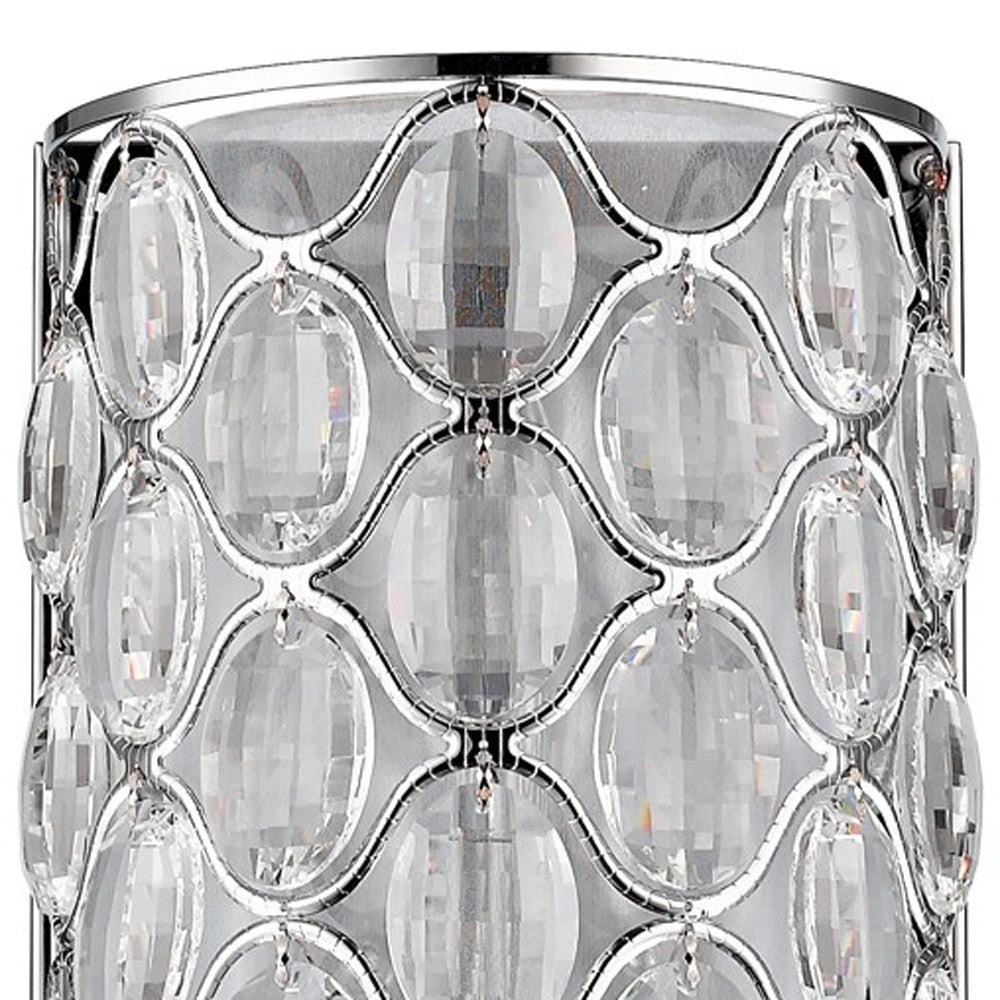 HomeRoots Isabella 1-Light Wall Sconce With Crystal Accents in Polished Nickel Finish