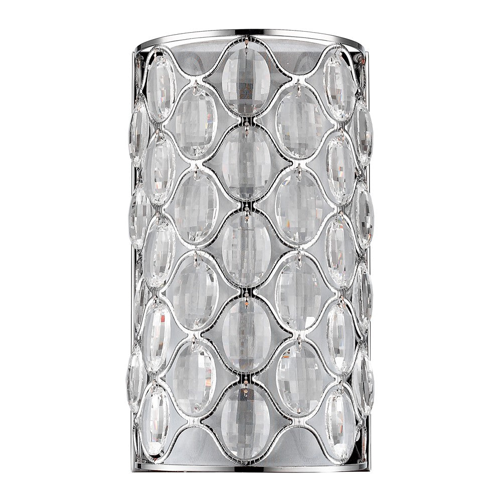HomeRoots Isabella 1-Light Wall Sconce With Crystal Accents in Polished Nickel Finish