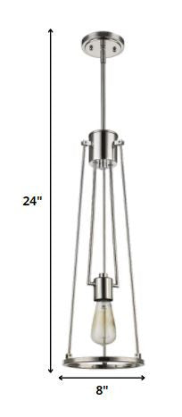 HomeRoots Jade 1-Light Pendant With Vertical Structural Frames and Polished Nickel Finish