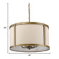 HomeRoots Jessica 4-Light Drum Pendant With Metal Rimmed Fabric Shade in Raw Brass Finish