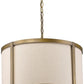 HomeRoots Jessica 4-Light Drum Pendant With Metal Rimmed Fabric Shade in Raw Brass Finish