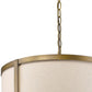 HomeRoots Jessica 4-Light Drum Pendant With Metal Rimmed Fabric Shade in Raw Brass Finish
