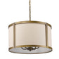 HomeRoots Jessica 4-Light Drum Pendant With Metal Rimmed Fabric Shade in Raw Brass Finish
