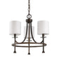 HomeRoots Kara 3-Light Chandelier With Fabric Shades And Crystal Bobeches in Oil-Rubbed Bronze Finish