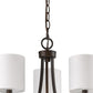 HomeRoots Kara 3-Light Chandelier With Fabric Shades And Crystal Bobeches in Oil-Rubbed Bronze Finish