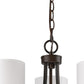HomeRoots Kara 3-Light Chandelier With Fabric Shades And Crystal Bobeches in Oil-Rubbed Bronze Finish