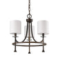 HomeRoots Kara 3-Light Chandelier With Fabric Shades And Crystal Bobeches in Oil-Rubbed Bronze Finish