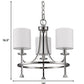 HomeRoots Kara 3-Light Chandelier With Fabric Shades And Crystal Bobeches in Polished Nickel Finish