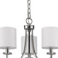 HomeRoots Kara 3-Light Chandelier With Fabric Shades And Crystal Bobeches in Polished Nickel Finish