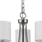 HomeRoots Kara 3-Light Chandelier With Fabric Shades And Crystal Bobeches in Polished Nickel Finish
