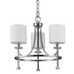 HomeRoots Kara 3-Light Chandelier With Fabric Shades And Crystal Bobeches in Polished Nickel Finish