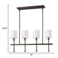 HomeRoots Kara 4-Light Island Pendant With Fabric Shades And Crystal Bobeches in Oil Rubbed Bronze Finish