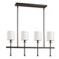 HomeRoots Kara 4-Light Island Pendant With Fabric Shades And Crystal Bobeches in Oil Rubbed Bronze Finish