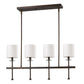 HomeRoots Kara 4-Light Island Pendant With Fabric Shades And Crystal Bobeches in Oil Rubbed Bronze Finish