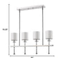 HomeRoots Kara 4-Light Polished Nickel Island Pendant With Fabric Shades And Crystal Bobeches