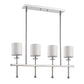 HomeRoots Kara 4-Light Polished Nickel Island Pendant With Fabric Shades And Crystal Bobeches
