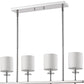 HomeRoots Kara 4-Light Polished Nickel Island Pendant With Fabric Shades And Crystal Bobeches