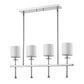 HomeRoots Kara 4-Light Polished Nickel Island Pendant With Fabric Shades And Crystal Bobeches