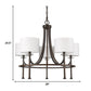 HomeRoots Kara 5-Light Chandelier With Fabric Shades And Crystal Bobeches in Oil Rubbed Bronze Finish