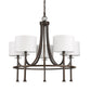 HomeRoots Kara 5-Light Chandelier With Fabric Shades And Crystal Bobeches in Oil Rubbed Bronze Finish
