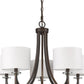HomeRoots Kara 5-Light Chandelier With Fabric Shades And Crystal Bobeches in Oil Rubbed Bronze Finish