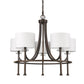 HomeRoots Kara 5-Light Chandelier With Fabric Shades And Crystal Bobeches in Oil Rubbed Bronze Finish