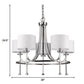HomeRoots Kara 5-Light Chandelier With Fabric Shades And Crystal Bobeches in Polished Nickel Finish