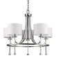 HomeRoots Kara 5-Light Chandelier With Fabric Shades And Crystal Bobeches in Polished Nickel Finish