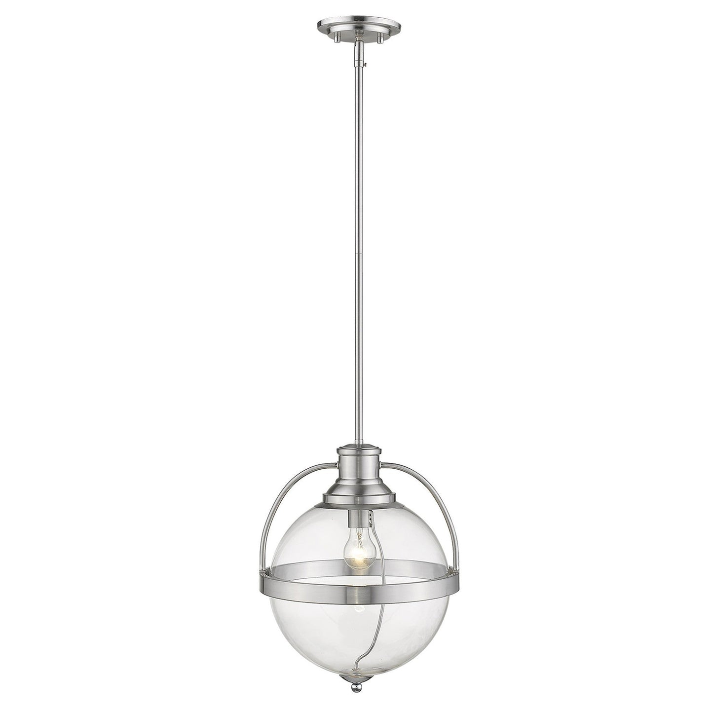 HomeRoots Kassian 1-Light Pendant in Satin Nickel Finish