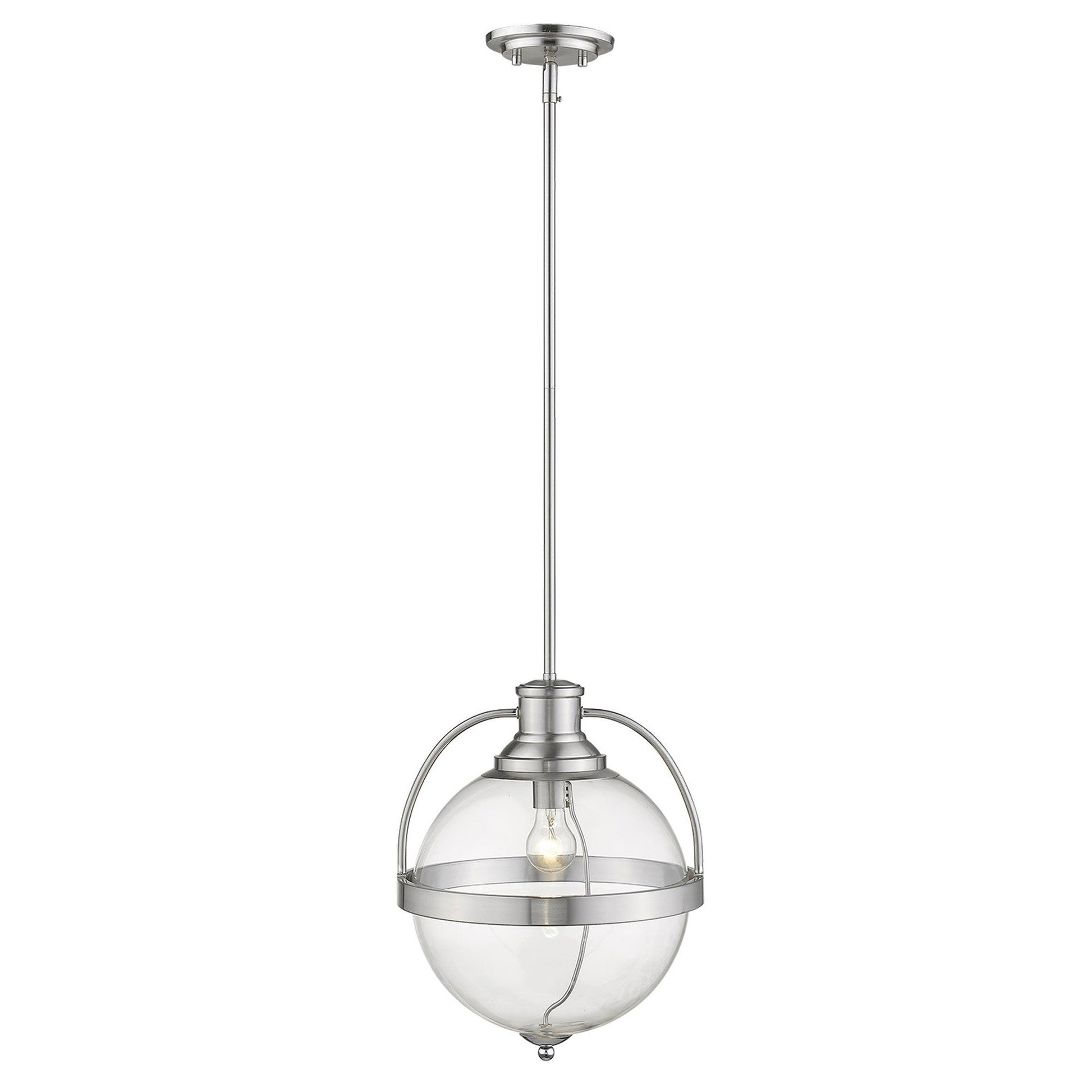HomeRoots Kassian 1-Light Pendant in Satin Nickel Finish