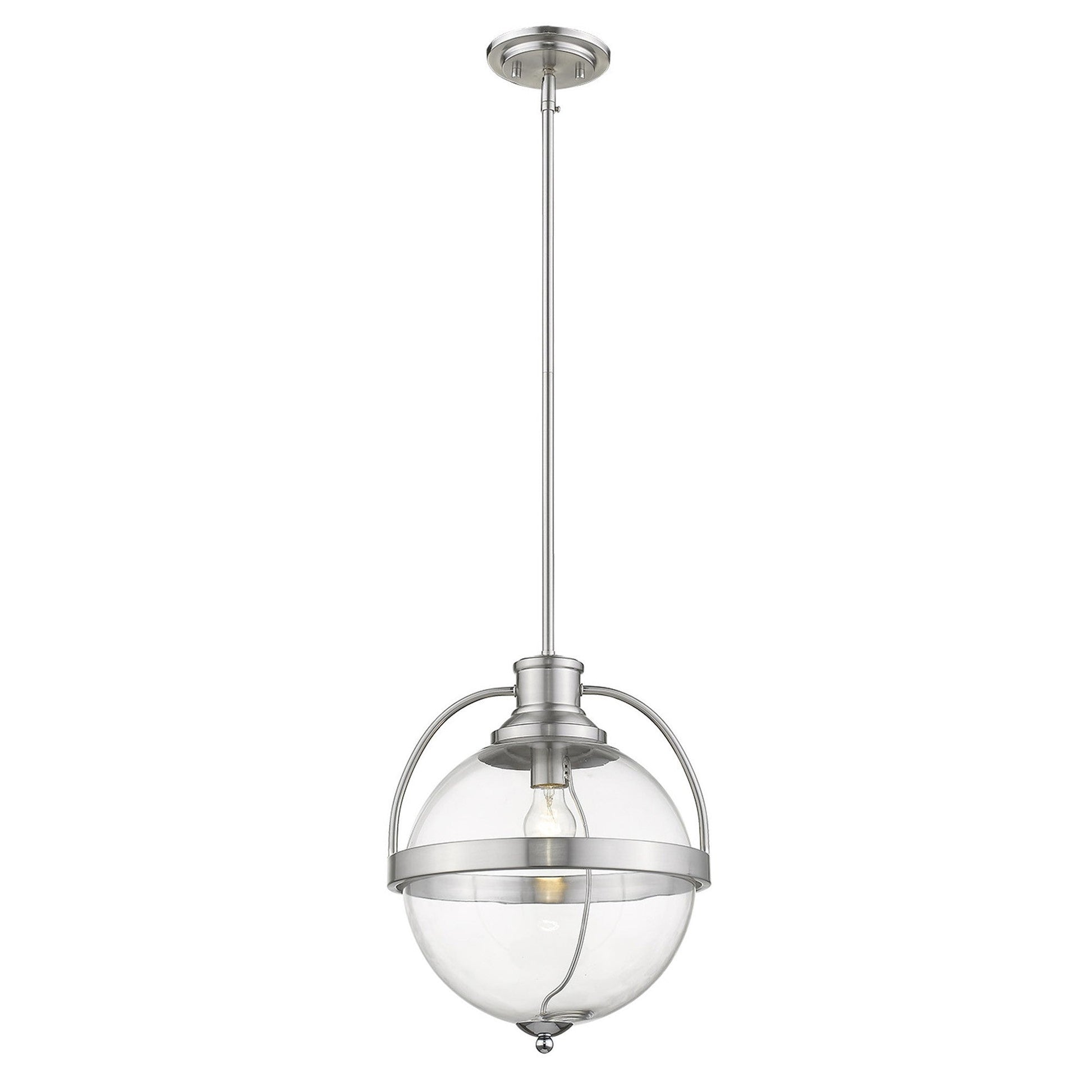 HomeRoots Kassian 1-Light Pendant in Satin Nickel Finish