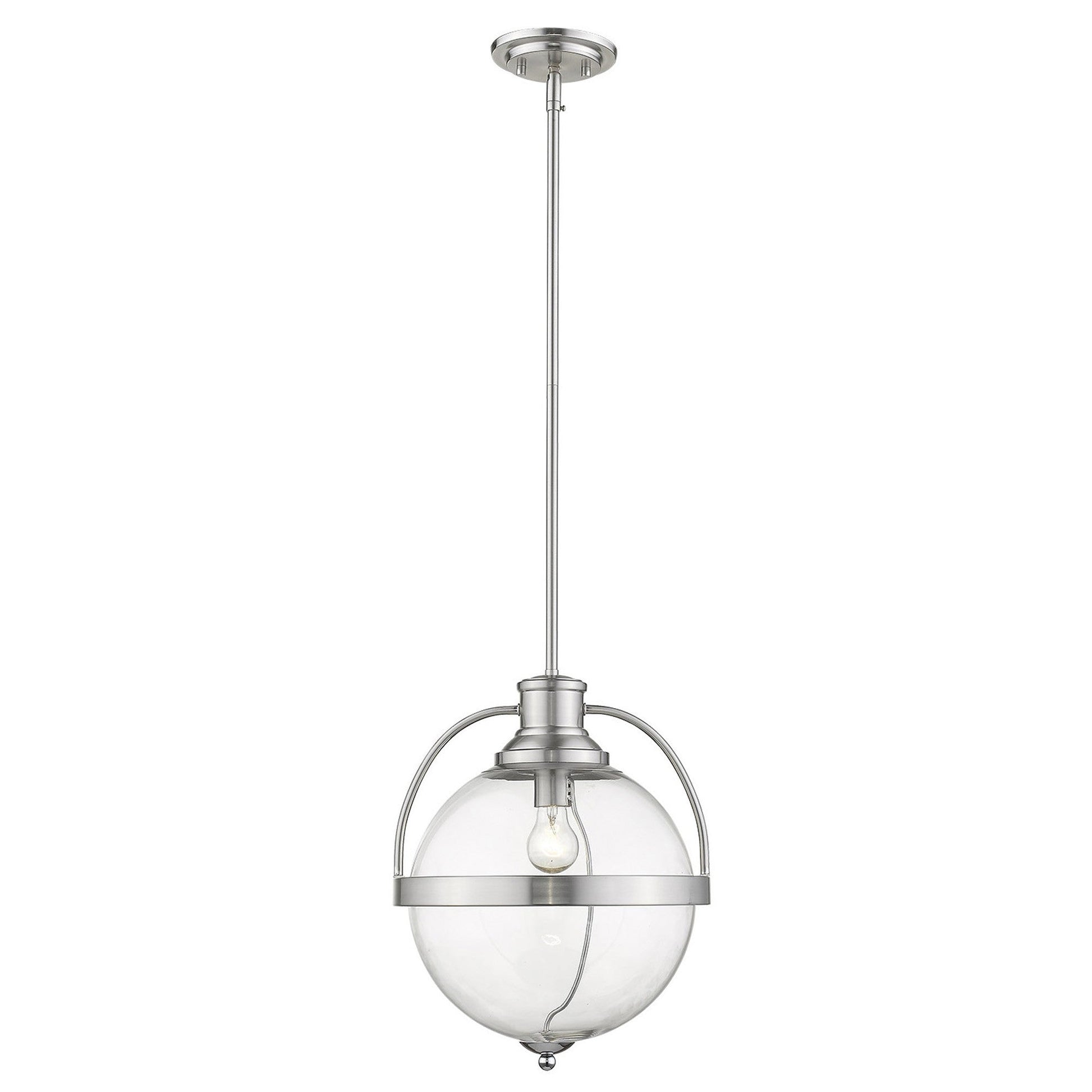 HomeRoots Kassian 1-Light Pendant in Satin Nickel Finish
