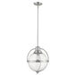 HomeRoots Kassian 1-Light Pendant in Satin Nickel Finish