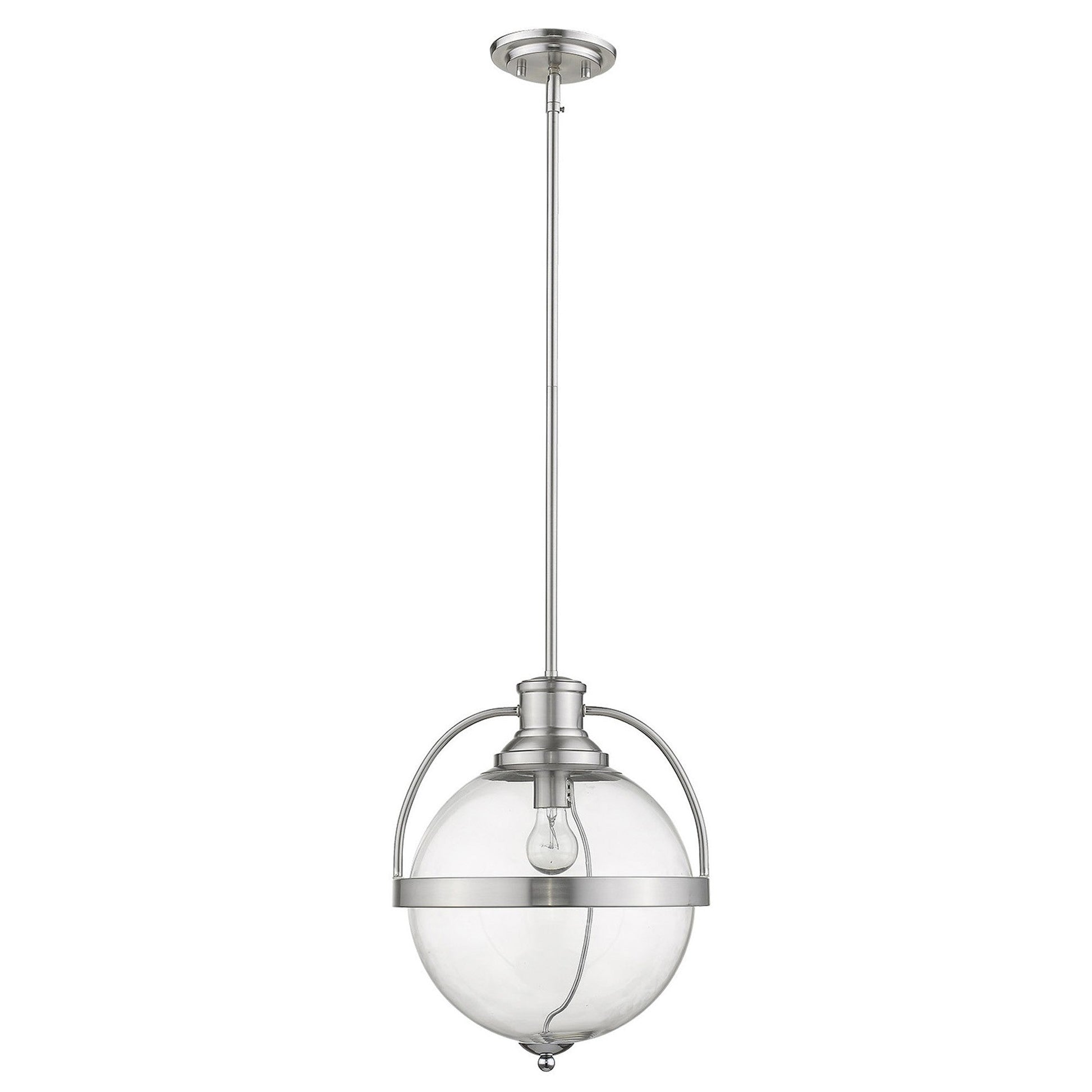 HomeRoots Kassian 1-Light Pendant in Satin Nickel Finish