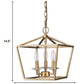 HomeRoots Kennedy 3-Light Pendant With Crystal Bobeches and Antique Gold Finish