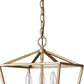 HomeRoots Kennedy 3-Light Pendant With Crystal Bobeches and Antique Gold Finish