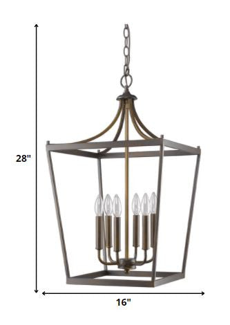 HomeRoots Kennedy 6-Light Foyer Pendant in Oil Rubbed Bronze Finish