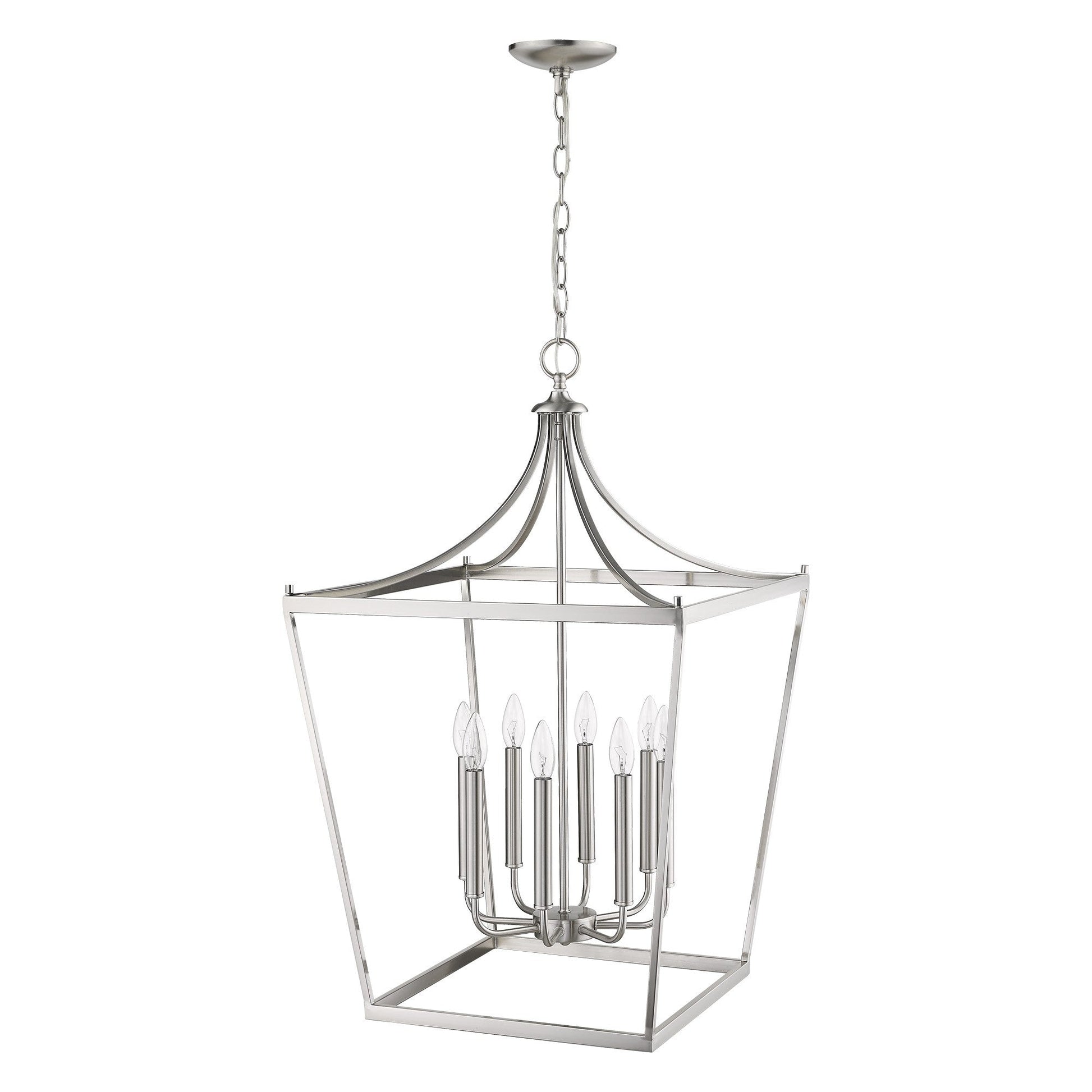 HomeRoots Kennedy 8-Light Pendant in Satin Nickel Finish