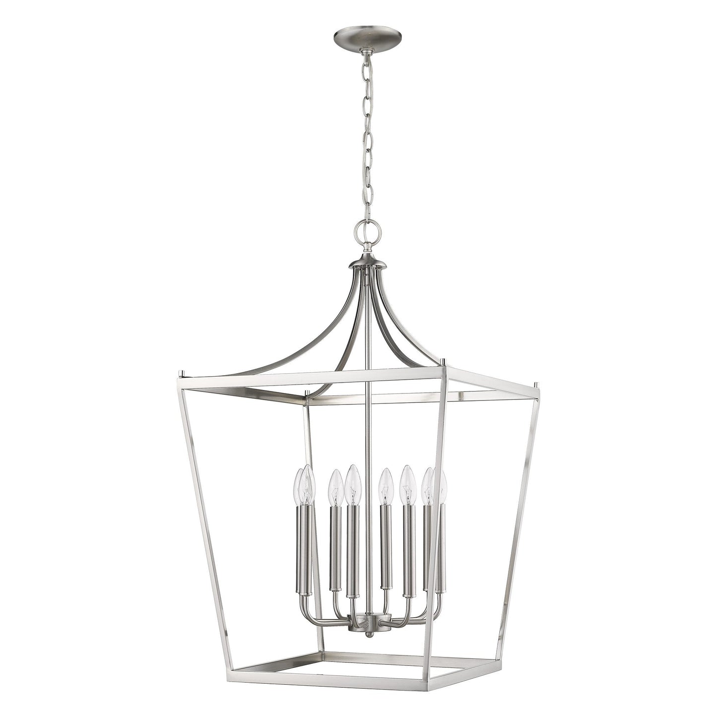 HomeRoots Kennedy 8-Light Pendant in Satin Nickel Finish