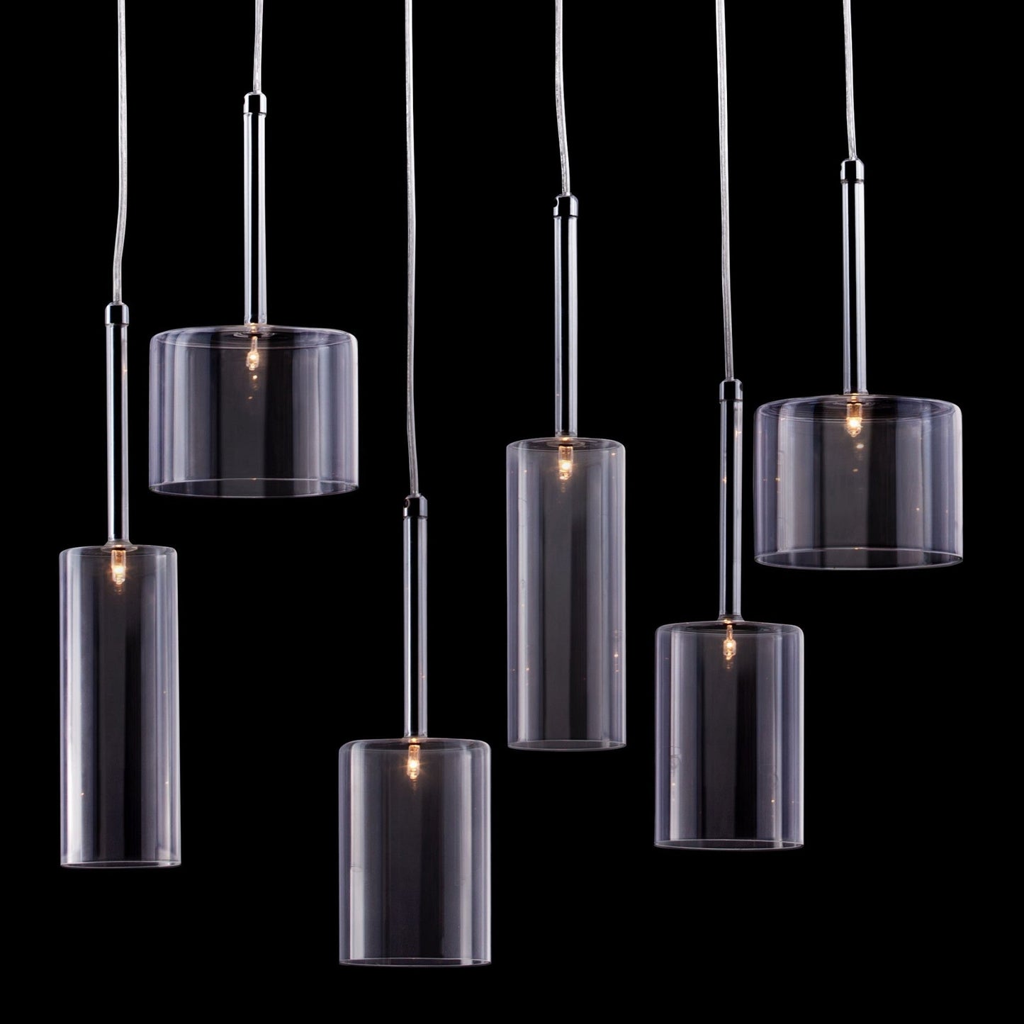 HomeRoots Kitchen Island Cylinder Six Light LED Ceiling Light With Shades