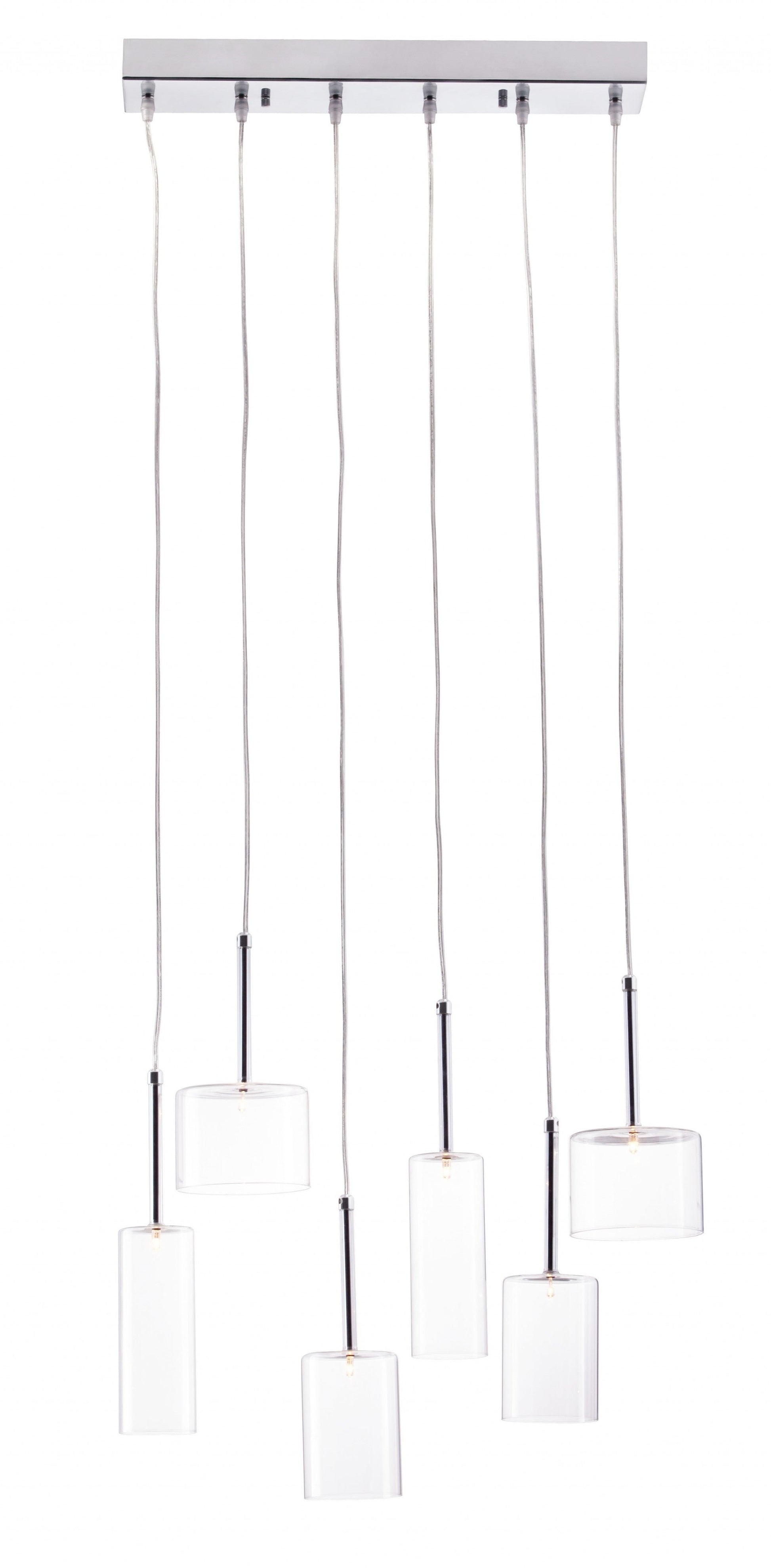 HomeRoots Kitchen Island Cylinder Six Light LED Ceiling Light With Shades