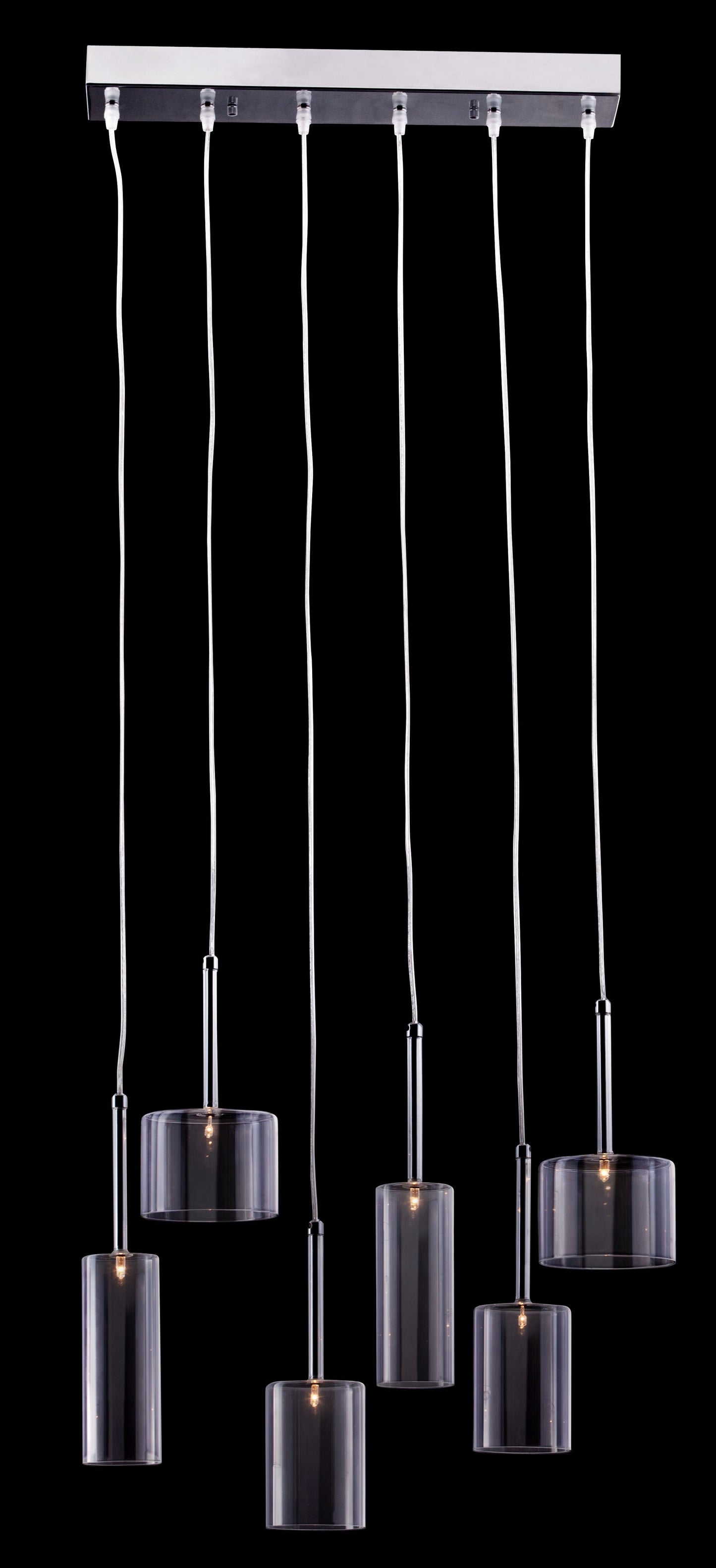 HomeRoots Kitchen Island Cylinder Six Light LED Ceiling Light With Shades