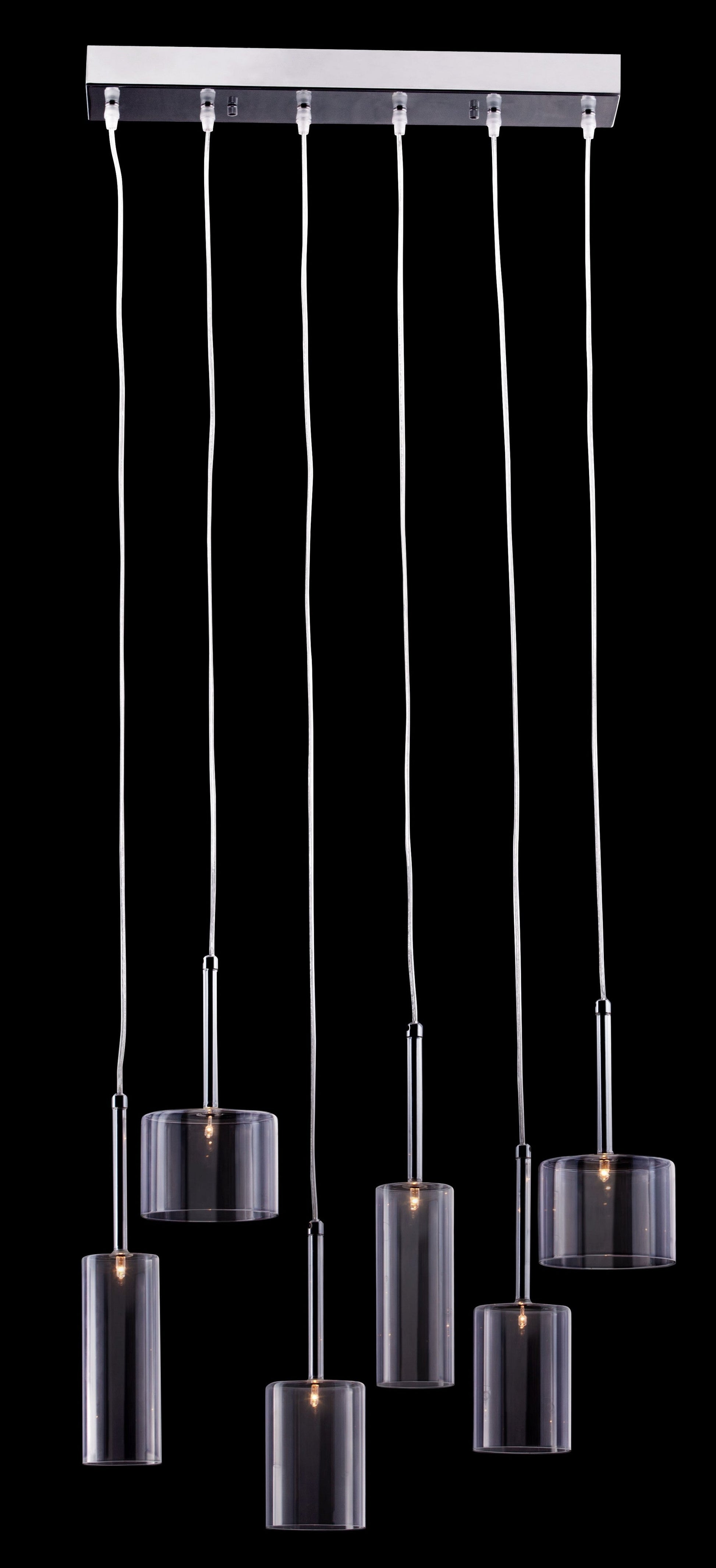 HomeRoots Kitchen Island Cylinder Six Light LED Ceiling Light With Shades