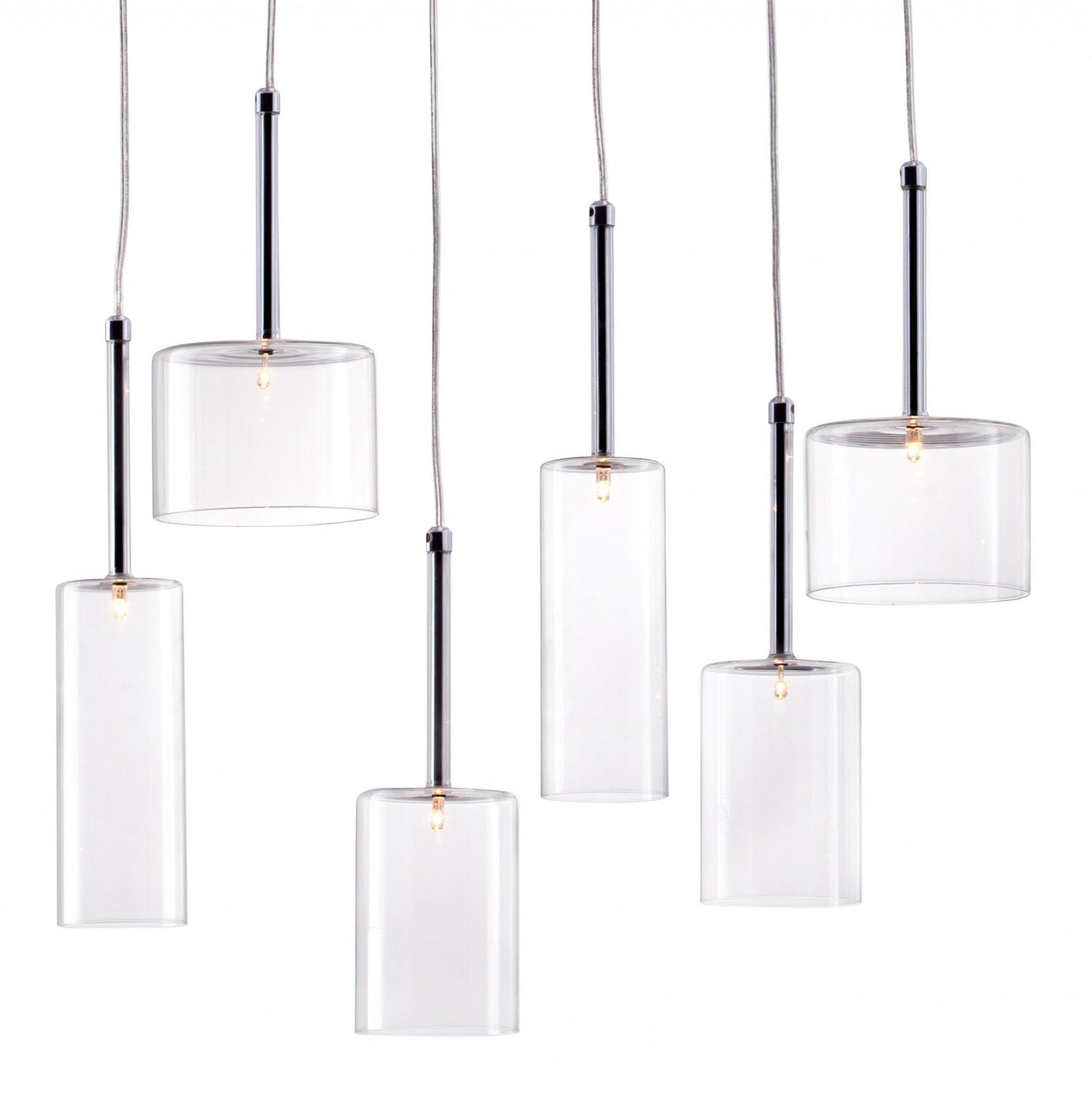HomeRoots Kitchen Island Cylinder Six Light LED Ceiling Light With Shades