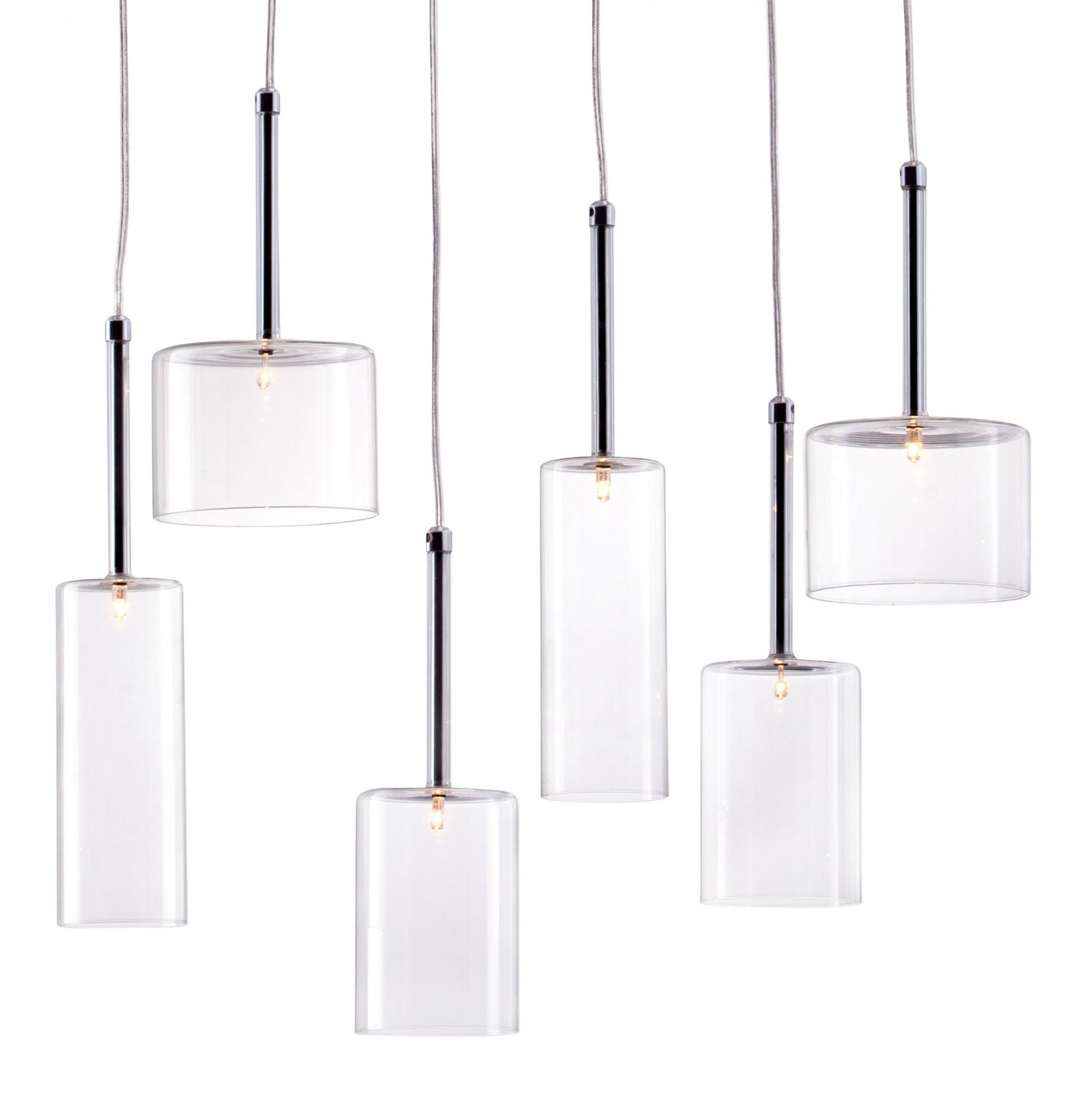 HomeRoots Kitchen Island Cylinder Six Light LED Ceiling Light With Shades