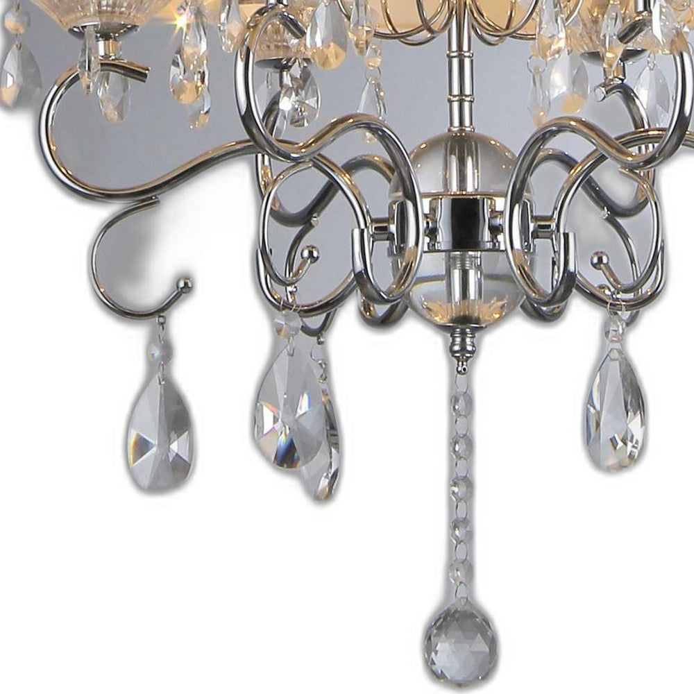 HomeRoots Krissy 6-Light Crystal Chandelier In Silver Finish